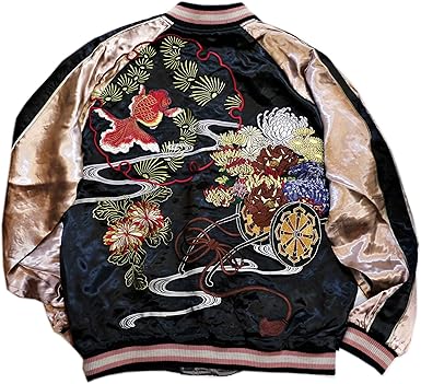 【さぶchan＊】花旅楽団　スカジャン　レア柄　リバーシブル　刺繍 花旅楽団[ﾊﾅﾀﾋﾞｶﾞｸﾀﾞﾝ] 枝垂桜花魁柄 刺繍 リバーシブル 和柄